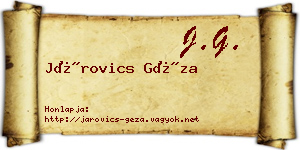 Járovics Géza névjegykártya